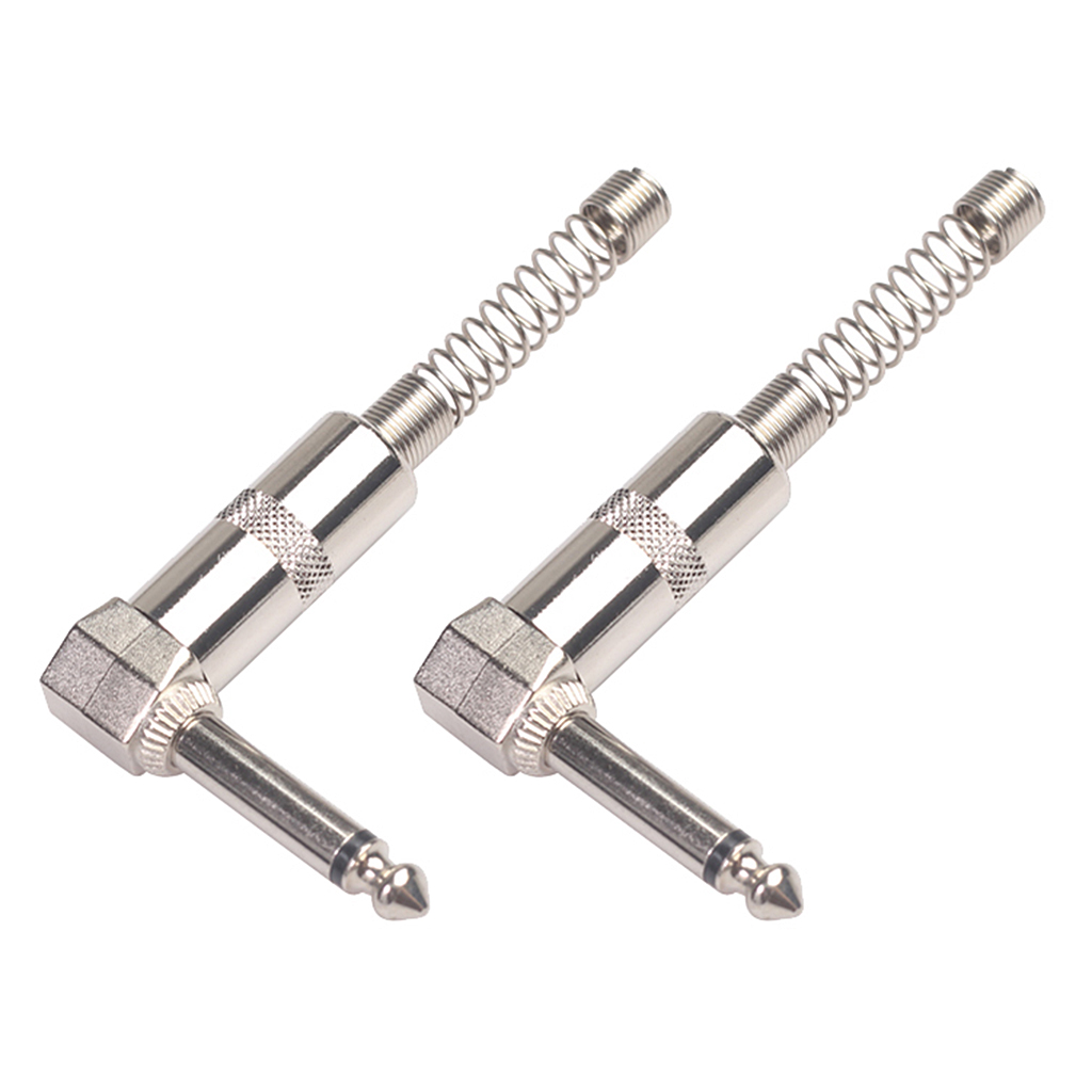 2Pcs 1/4inch TS 6.35mm Mono Plug for Speaker Microphone Guitar Bass Audio Cables, Patch Cables