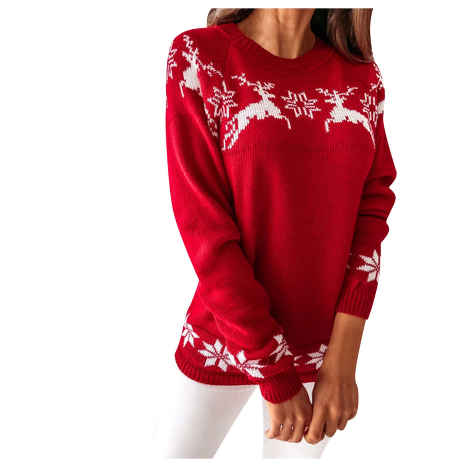 camisola de natal feminino veados de natal quente malha manga longa camisola jumper topo inverno outono pullovers tamanho solto venda quente