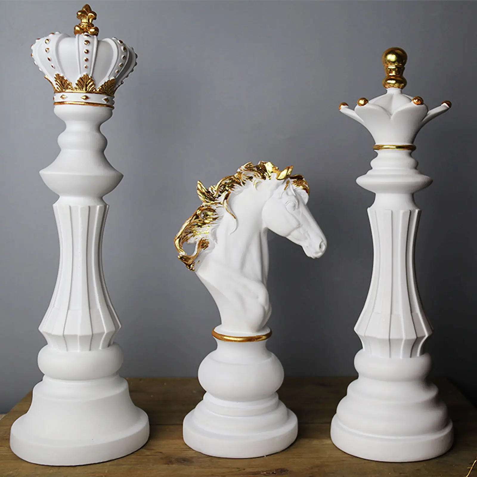 Chess Statues Chessman Figurine, White Chess Pieces Knight King Queen Sculpture Arrangement Livingroom Tabletop Decoration Chess Statues Chessman Figurine, White Chess Pieces Knight King Queen Sculpture Arrangement Livingroom Tabletop Decoration