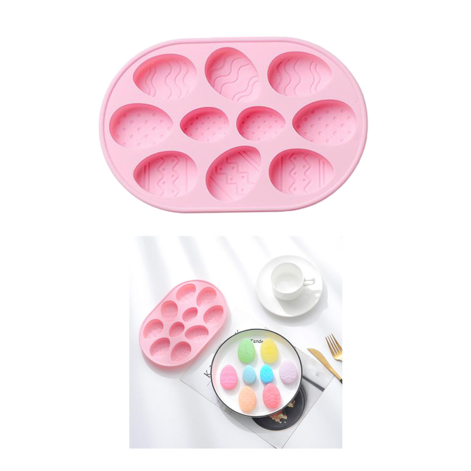 10 Cavity Easter Egg Shaped Silicone Baking Mold Cake Mold Chocolate Cookie Baking Mould Pan Ice Maker Mould