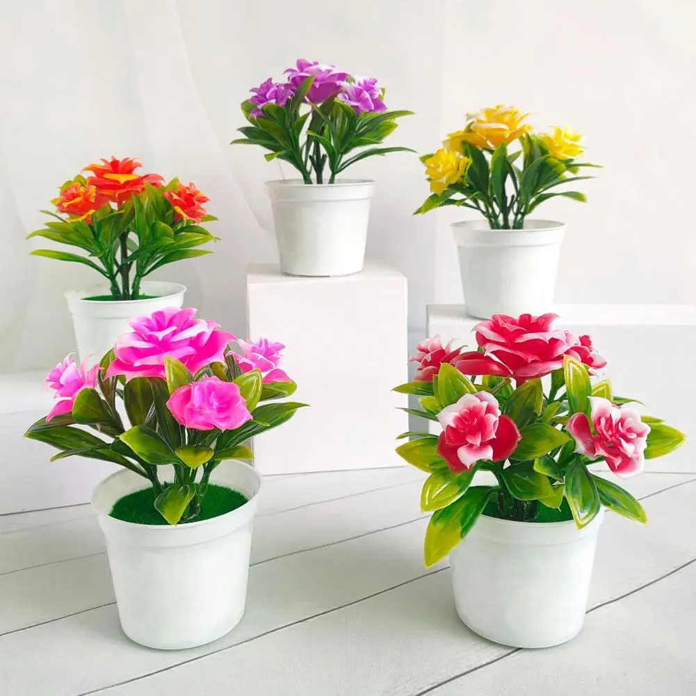 Горшечное растение, реалистичные искусственные пластиковые цветы, горшок для дома, бонсай, искусственные цветы в горшке для домашнего декора - купить по выгодной цене | AliExpress