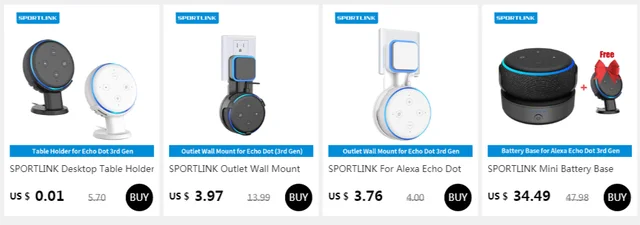Soporte de pared para Alexa Echo Dot de 3ª generación, colgador para ahorro  de espacio, accesorios para asistente - Historial de precios y revisión, Vendedor de AliExpress - SPORTLINK Official Store