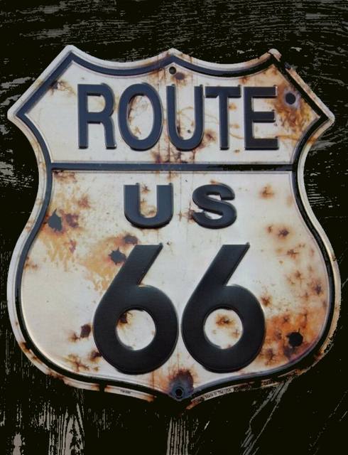 Plaque Métal Déco Route 66 Vintage - 32x32cm - Style Rétro US - Pour Garage, Bar, Salon