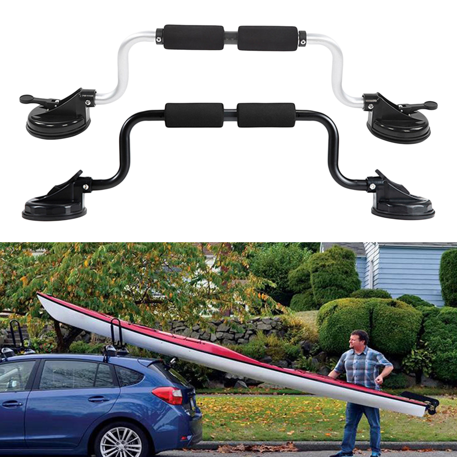 Kayak Canoe  Load Assister Roller Car Roof Rack Suction Cup Heavy Duty