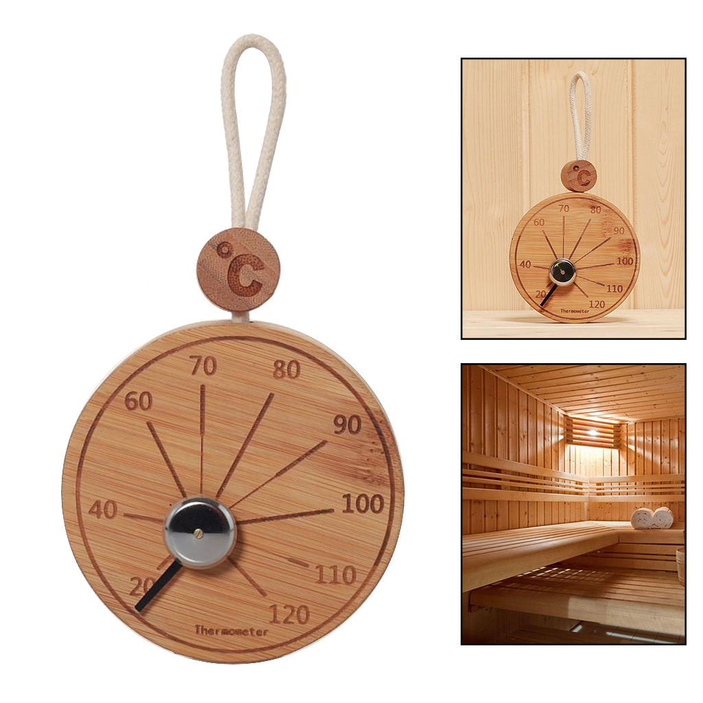 Bamboo Sauna Thermometer Hygrometer Temperature Measures for Sauna Room Household