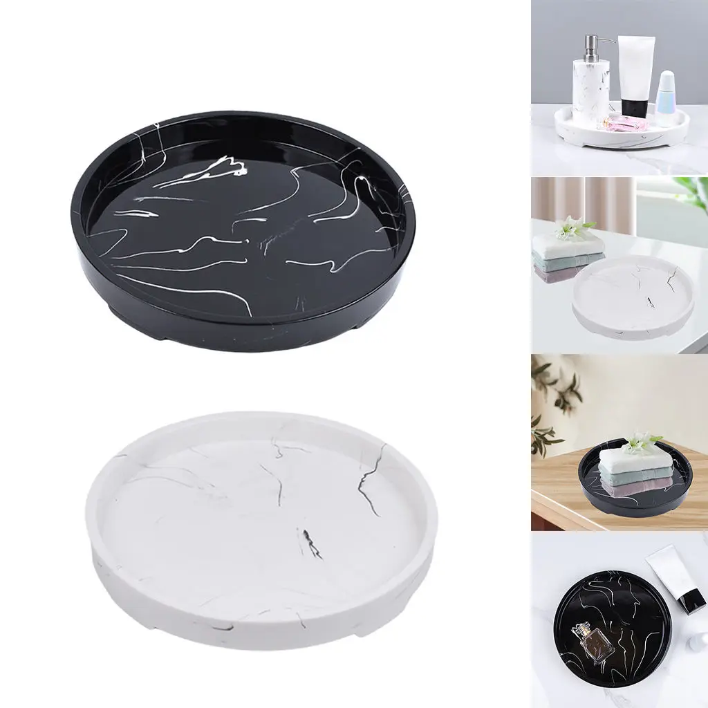 Marble Jewelry Tray Display Round Organizer Home Decor Jewelry Dish Bathtub Serving Tray Bathroom Tray for Dresser Countertop