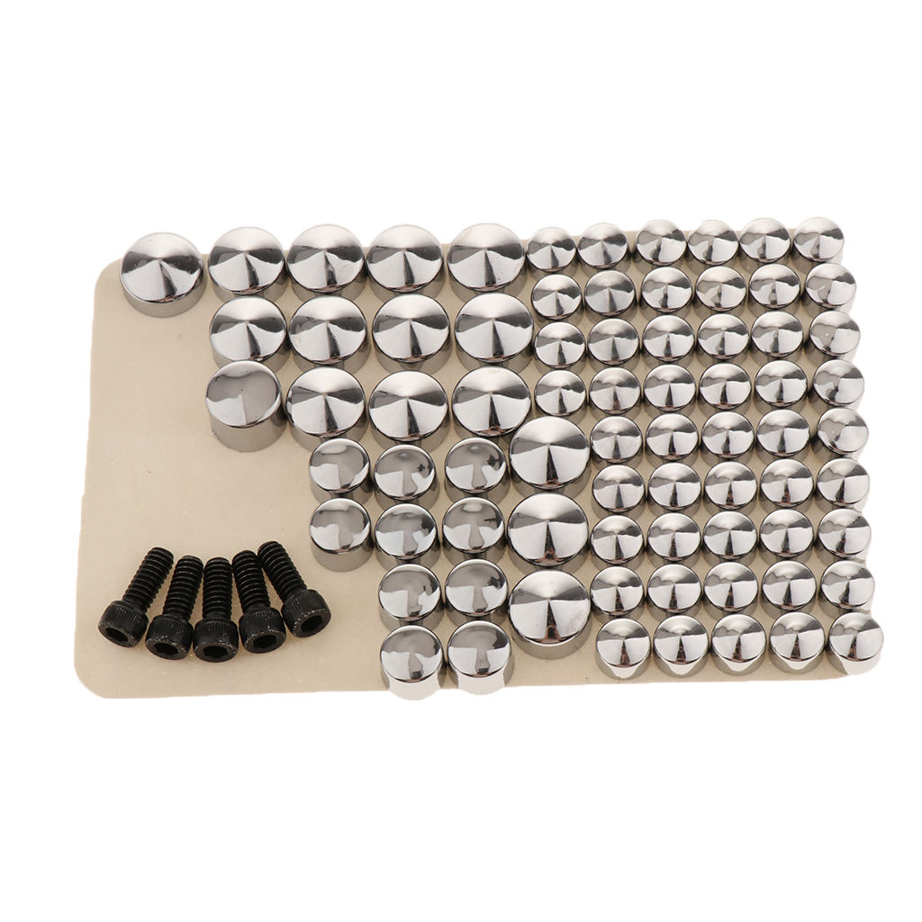 80pcs Chrome ABS Bolt Toppers Caps Covers Plug for Harley FLT/FLH Motorcycle Repair, Corrosion Resistance