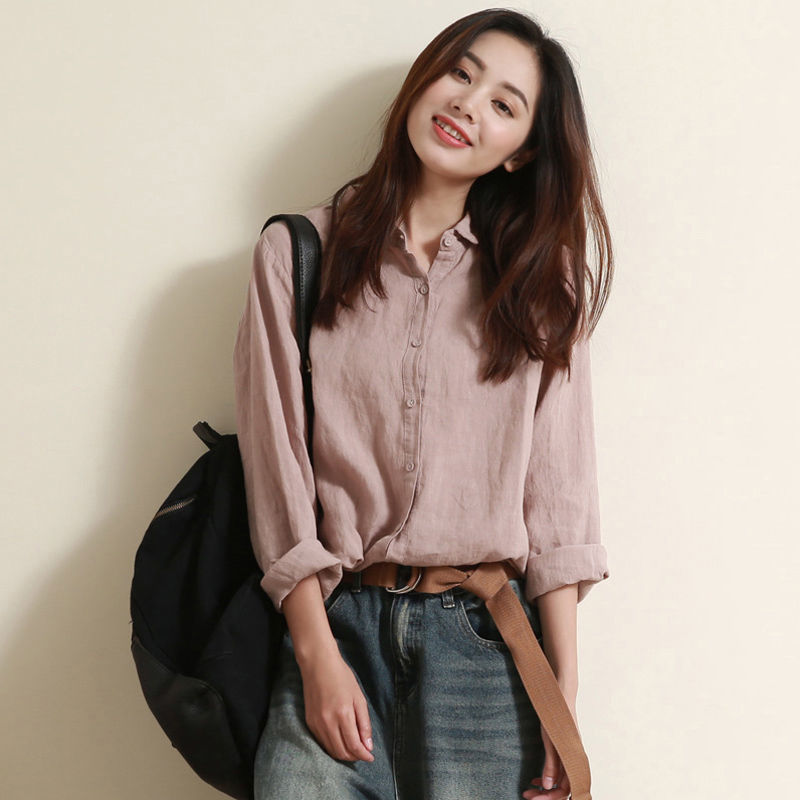 blusas, elegante Turn-Down Collar Tops, Ulzzang, All-Match, S-4XL