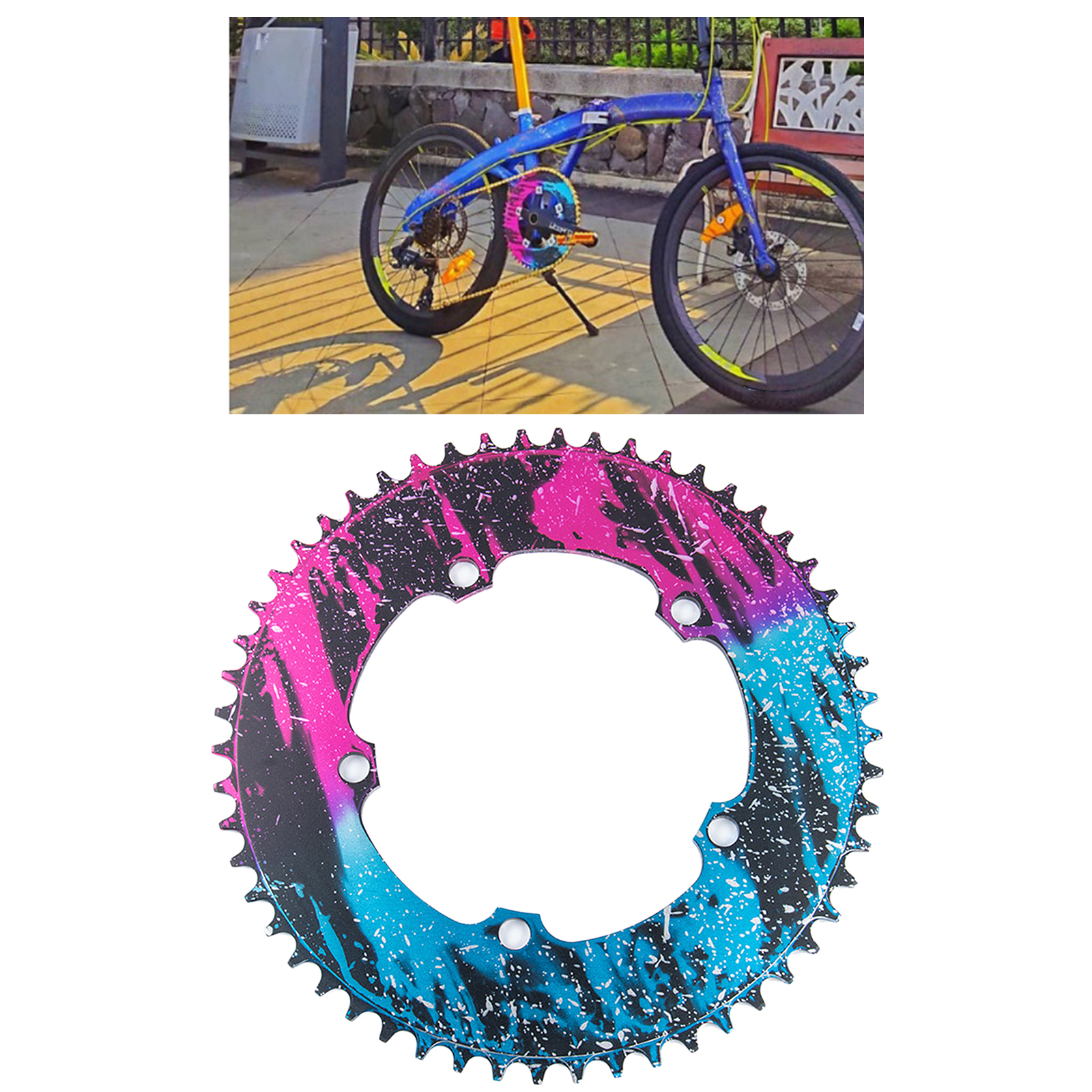 Bike Chainring 130 BCD 54T 56T Narrow Wide Single Speed Chain Ring Sprocket Chainwheel Replacement for Road Folding Bicycles