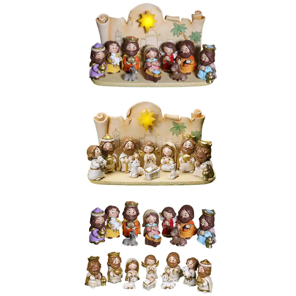Nativity Scene Set Home Tabletop Ornament Table Statue Baby Jesus Sculpture Easter Gifts