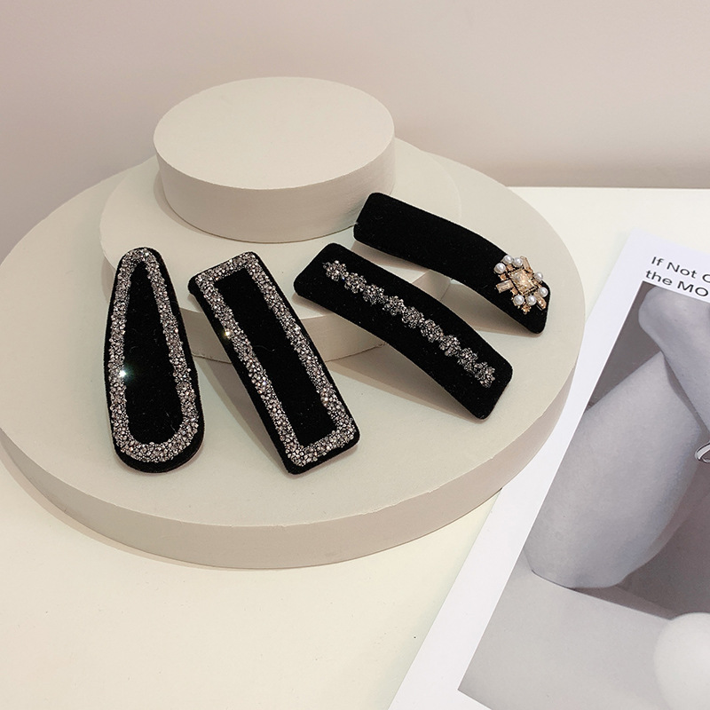 Retro Schwarz Samt Haarnadeln für Haarspangen Frauen Kristall Strass Perle Koreanische Weibliche Haar Clips Schmuck Mädchen Zubehör – Detail 3