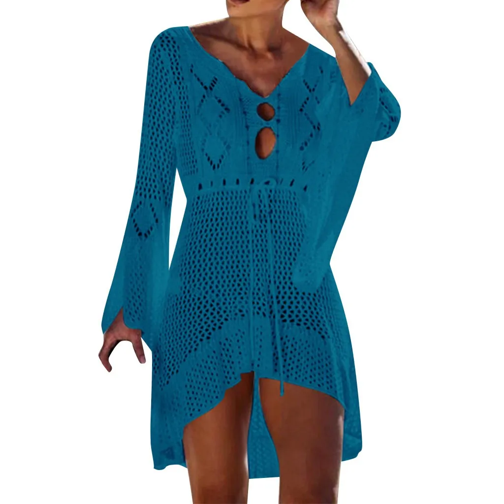 New Sexy Bikini Cover Up Women Swimsuit Cover-up Beach Bathing Suit Beach Wear Knitting Swimwear Mesh Beach Dress Tunic Robe swim suit cover