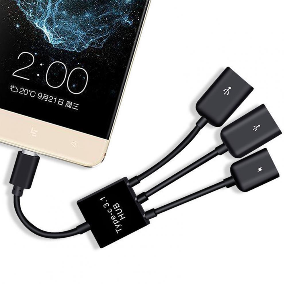 USB-концентратор 3-в-1 с портом USB Type-C на 2 порта USB2.0 +  Кабель-адаптер Micro USB OTG | AliExpress