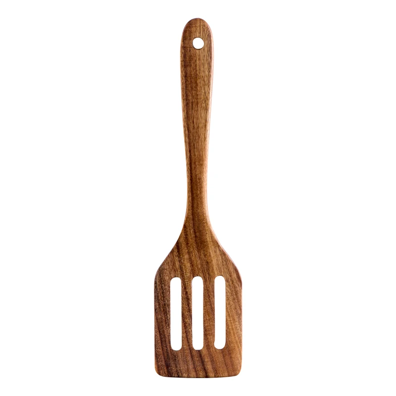 Kitchen Utensils Wooden Spatula Slotted Turner Long Handled Wood Kitchen Turners Non-stick Pancake Flipper Shovel Cooking Tools (4)