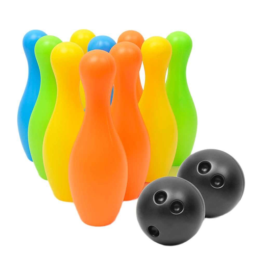 12 Pieces of   Bowling Toy Kit, 10 Colorful Pins And  2 Bowling Balls,  Kids