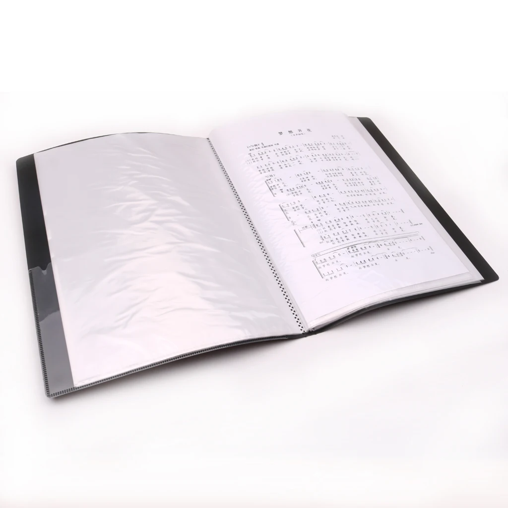 A4 Size Music Note Folder Documents Files Holder 40 Page Black