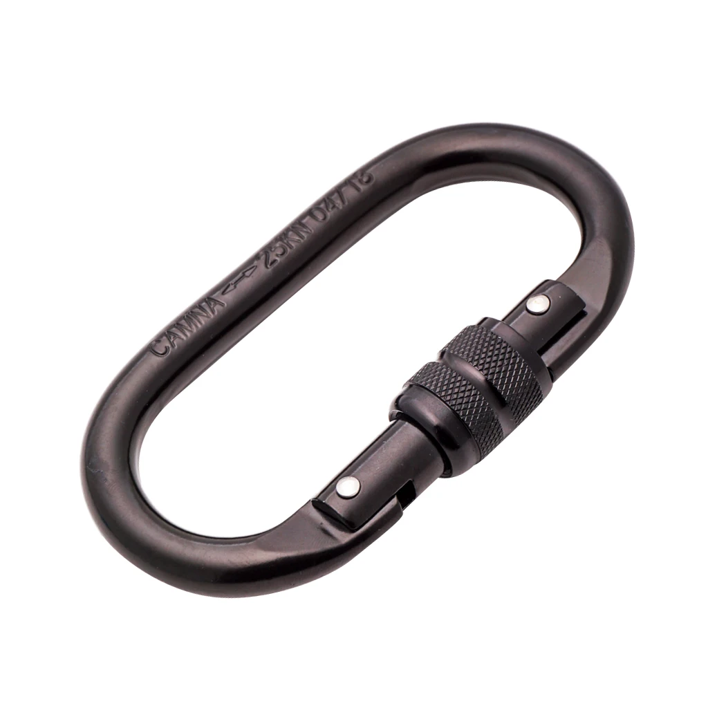 Oval Shape Screw Locking Carabiner Rappelling   Equipment CE Certified