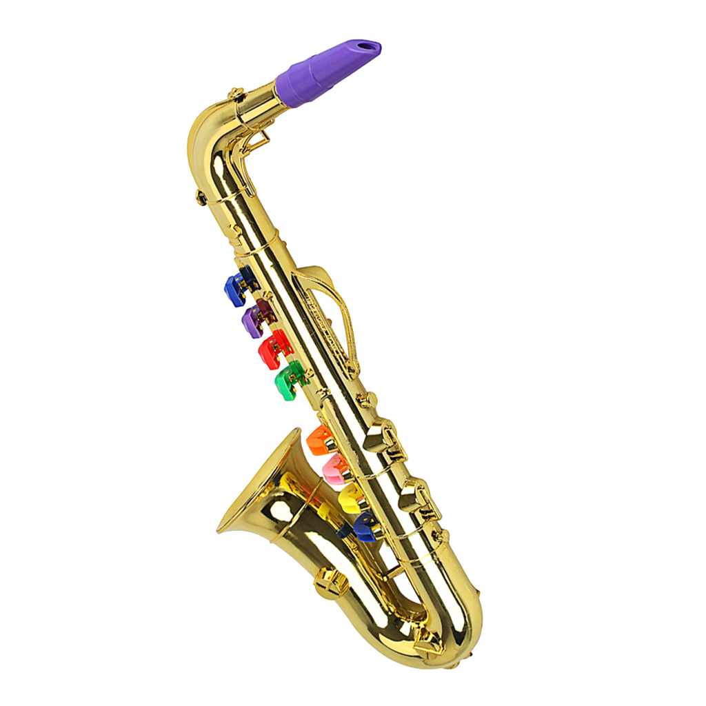 Golden Saxophone Play Prop 8 Colored Notes Music Instrument Teaching Toys