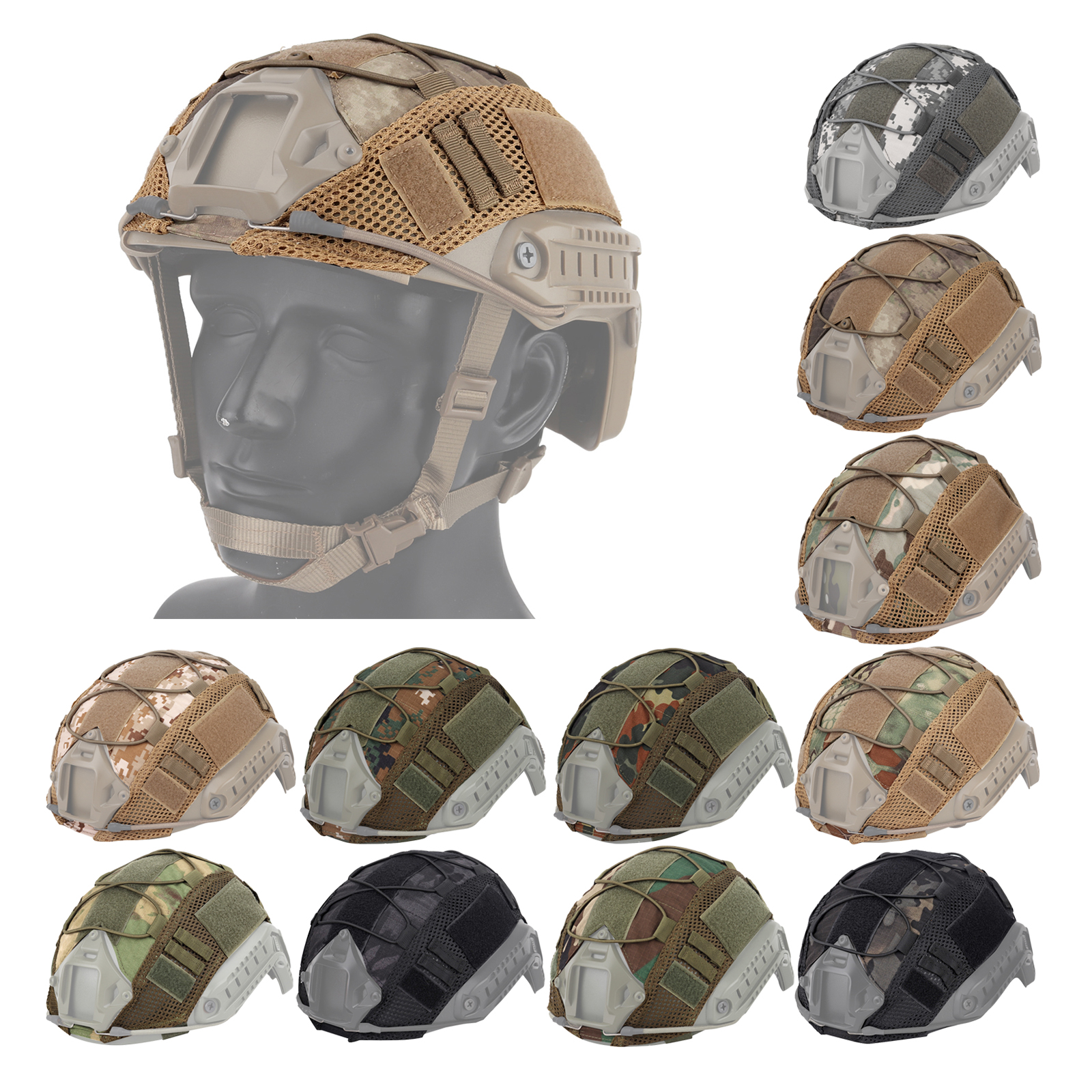 Multicam Helmet Cover Cloth Protector No Helmet for  Paintball Fast Helmet, One Size Fits All