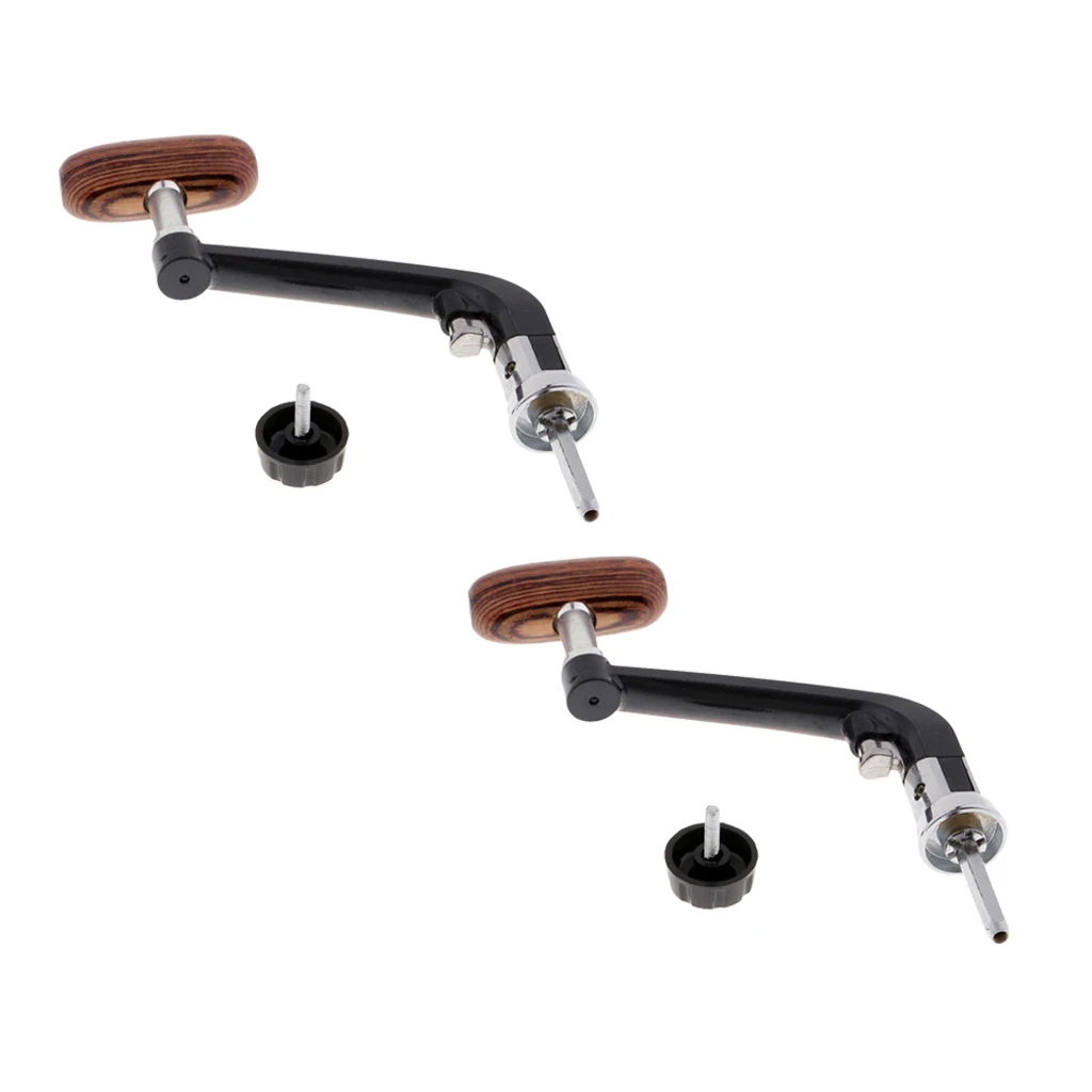 2pcs Metal & Wooden Power Handle Fishing Reel Crank Arm   Reel Handle for 5000-6000 Series