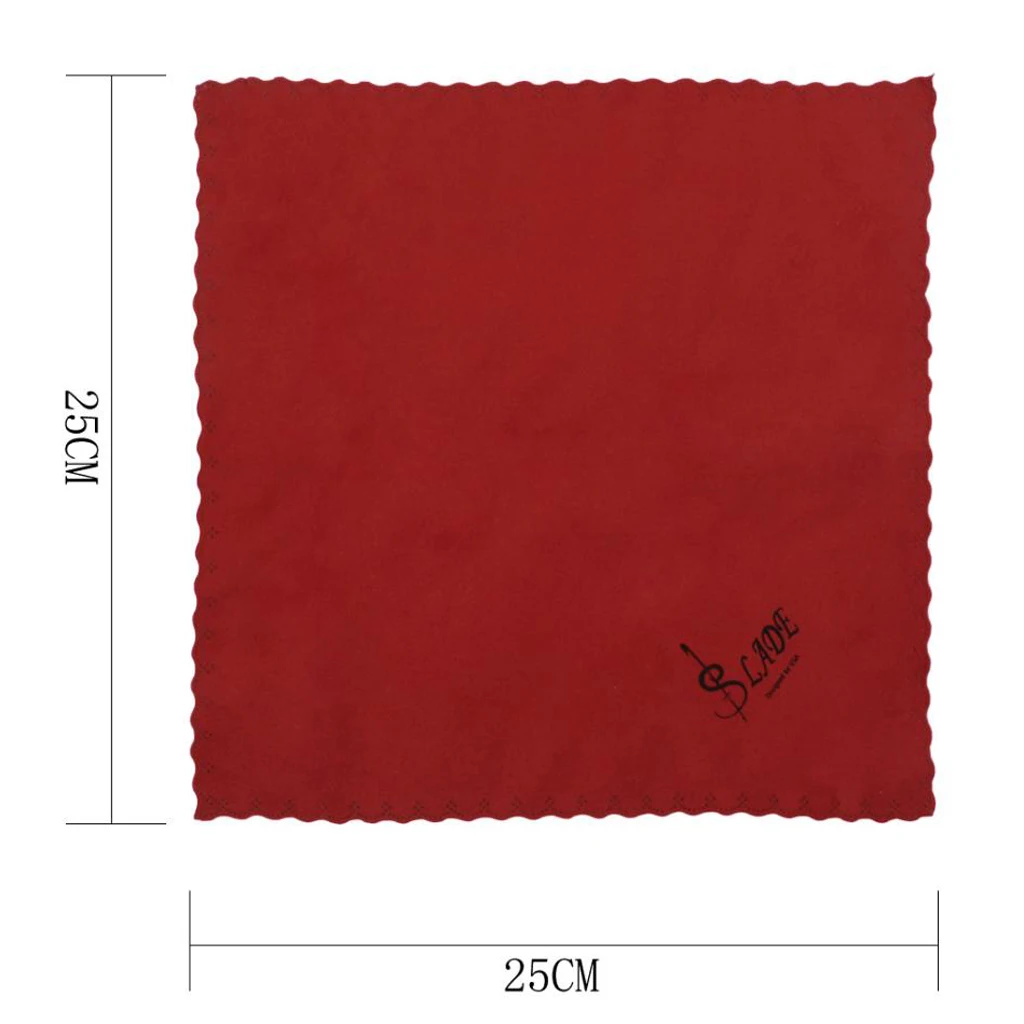 5Pcs Cleaning Cloths Polish Cloth 250x250mm for Guitar Violin Saxophones Cleaner, Wind Red