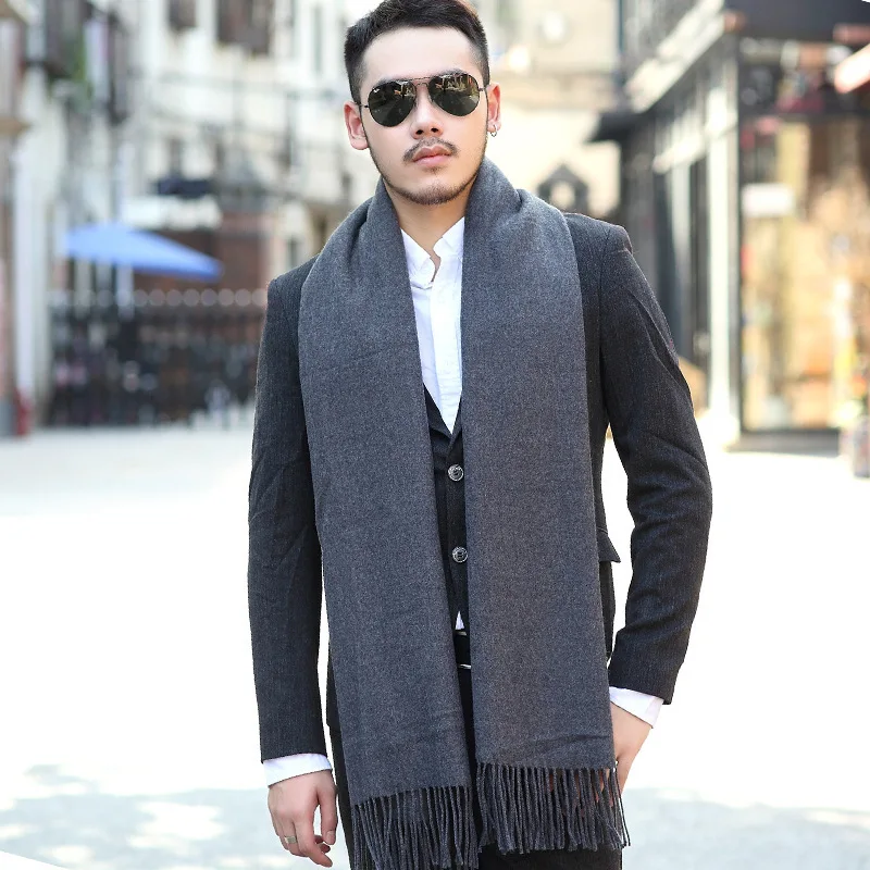 man scarf New Artificial Cashmere Scarf Men's Winter Warm Pashmina Shawl Luxury Plain Neck Scarves Outdoor Windproof Birthday Gift For Man head wraps for men