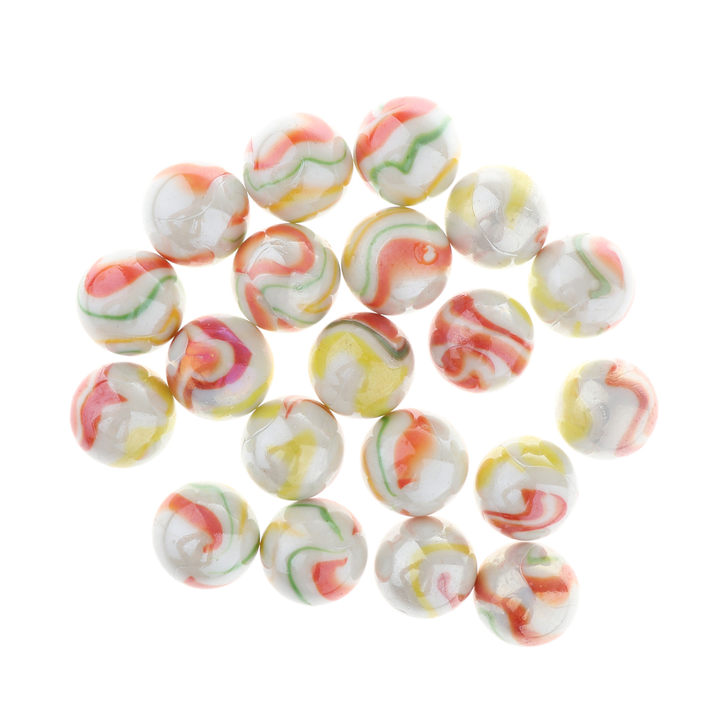 20pcs Floral Stripes Glass Marble Ball Run Swirl Marble Tank Vase Decor 25mm