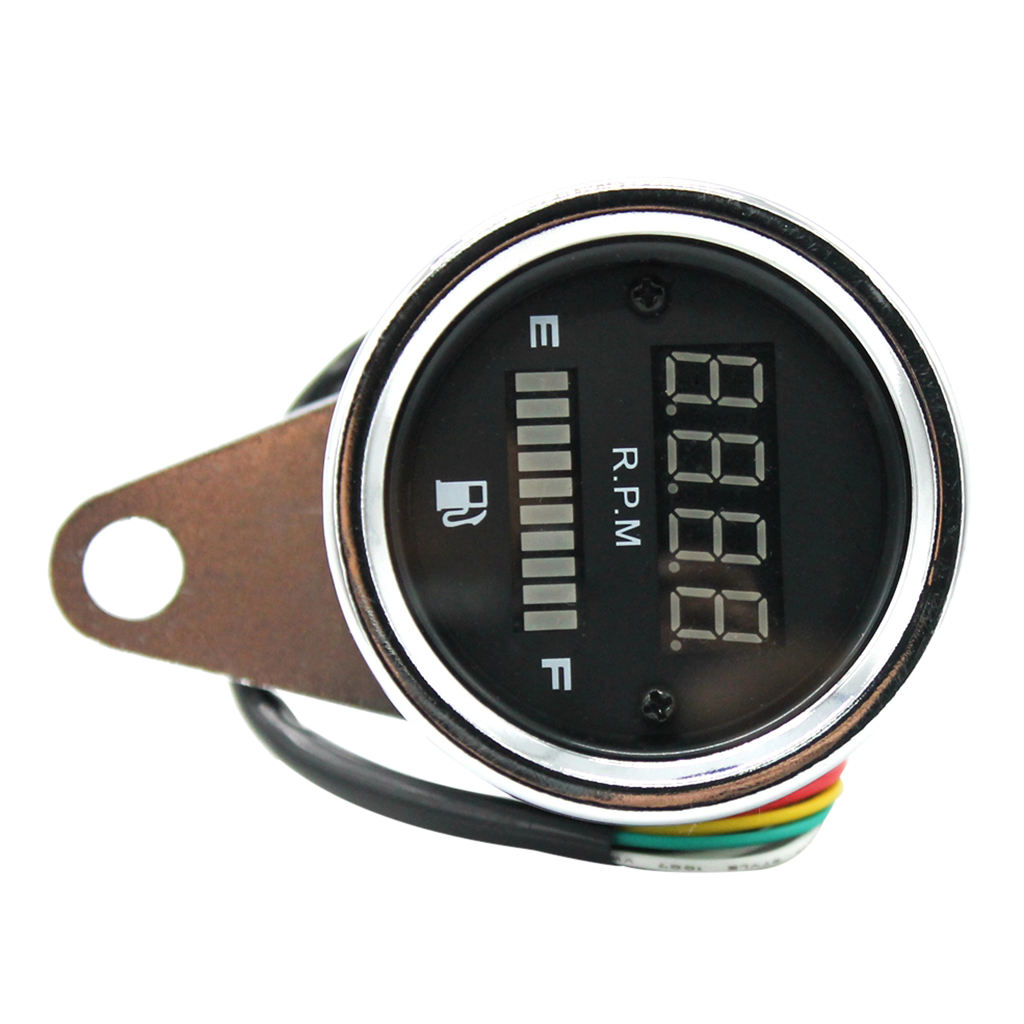 2 In 1 Motorcycle Retro LED Instruments Part Tachometer Fuel Level Gauge