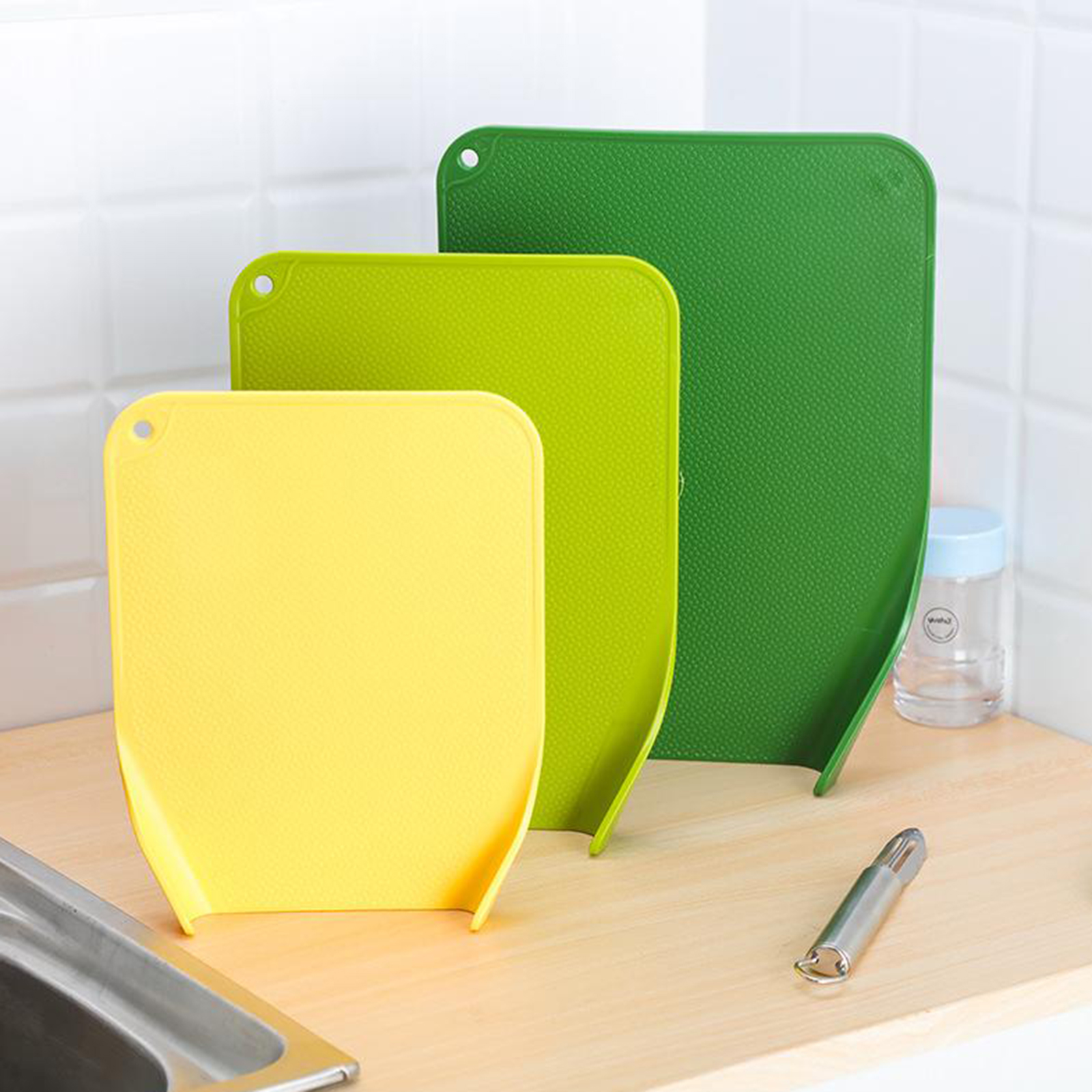 3x Anti-slip Cutting Boards for Vegetables Fruits Cheese  Serving Tray