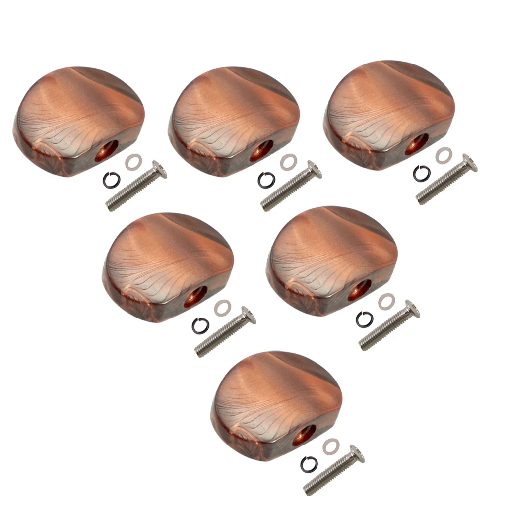 6 Pcs Semicircle Shape Electric Guitar Tuning Pegs Cap Tuners Machine Head Replacement Buttons Knobs, Coffee