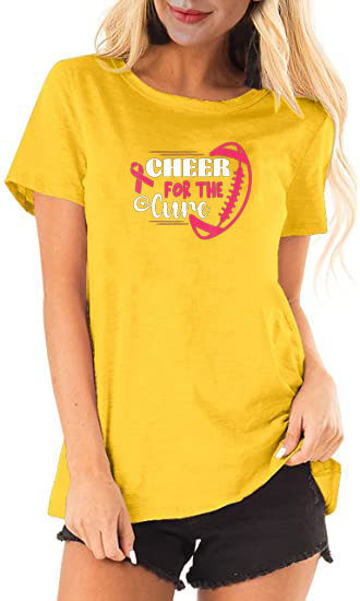 Cute Pink Ribbon Breast Cancer Awareness Football Pink Out Shirt - Teespix  - Store Fashion LLC