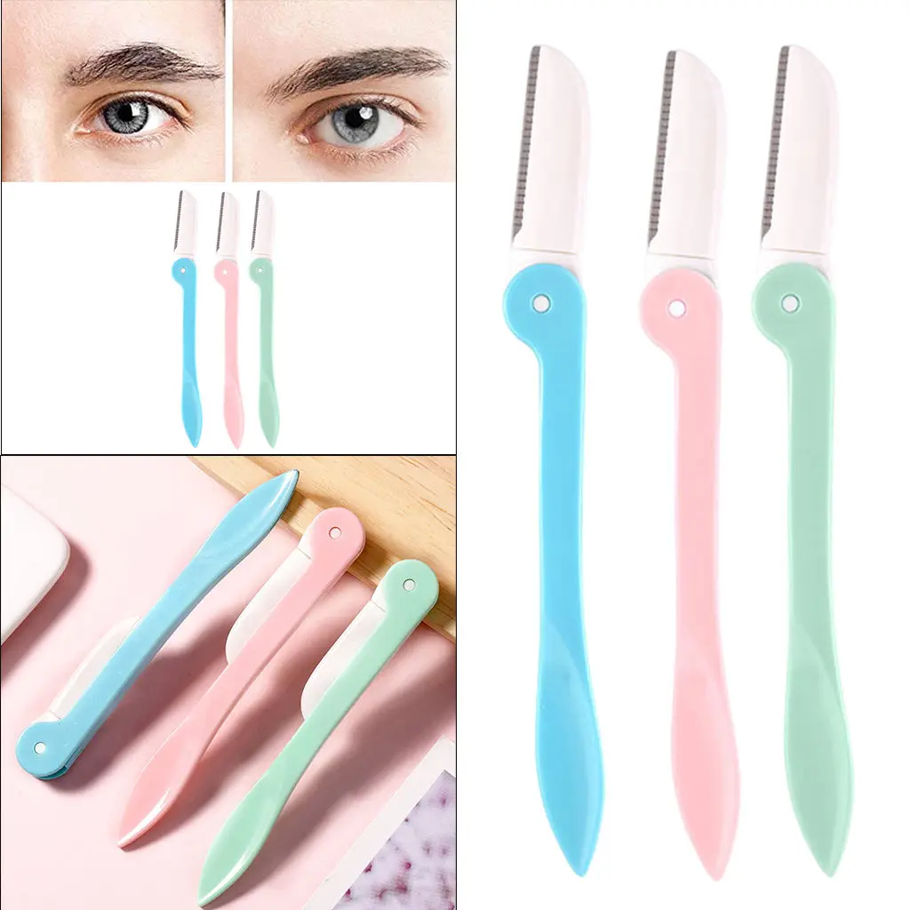 3 Pieces Portable Eyebrow Trimmer Set Foldable Shaver Hair Remover Men Ladies