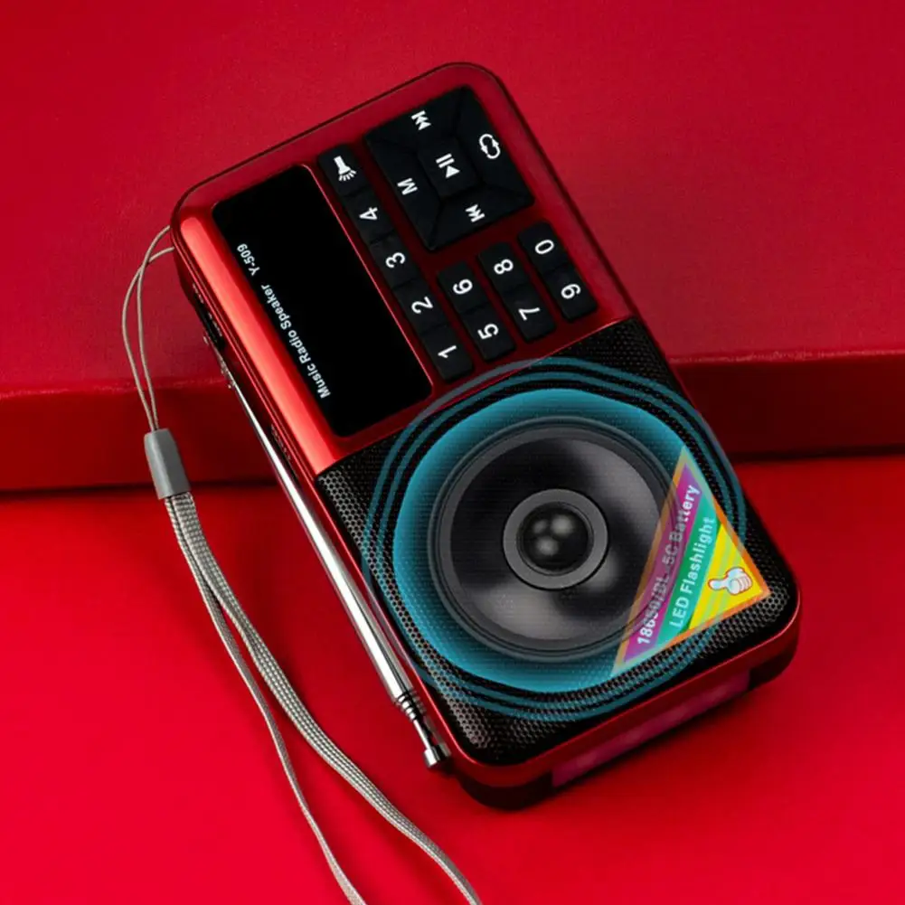 MP3, Mini alto-falante portátil com lanterna LED,