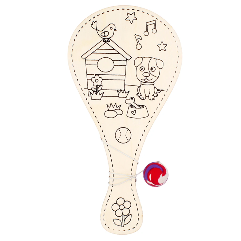 Creative DIY Wooden Racket Game Toy Montessori Teaching Aids Craft Toys