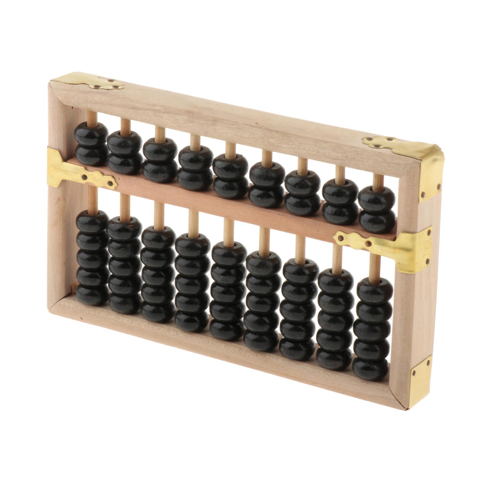 Portable Arithmetic Soroban Mathematics Calculate Tool Black Beads Wooden Frame Abacus