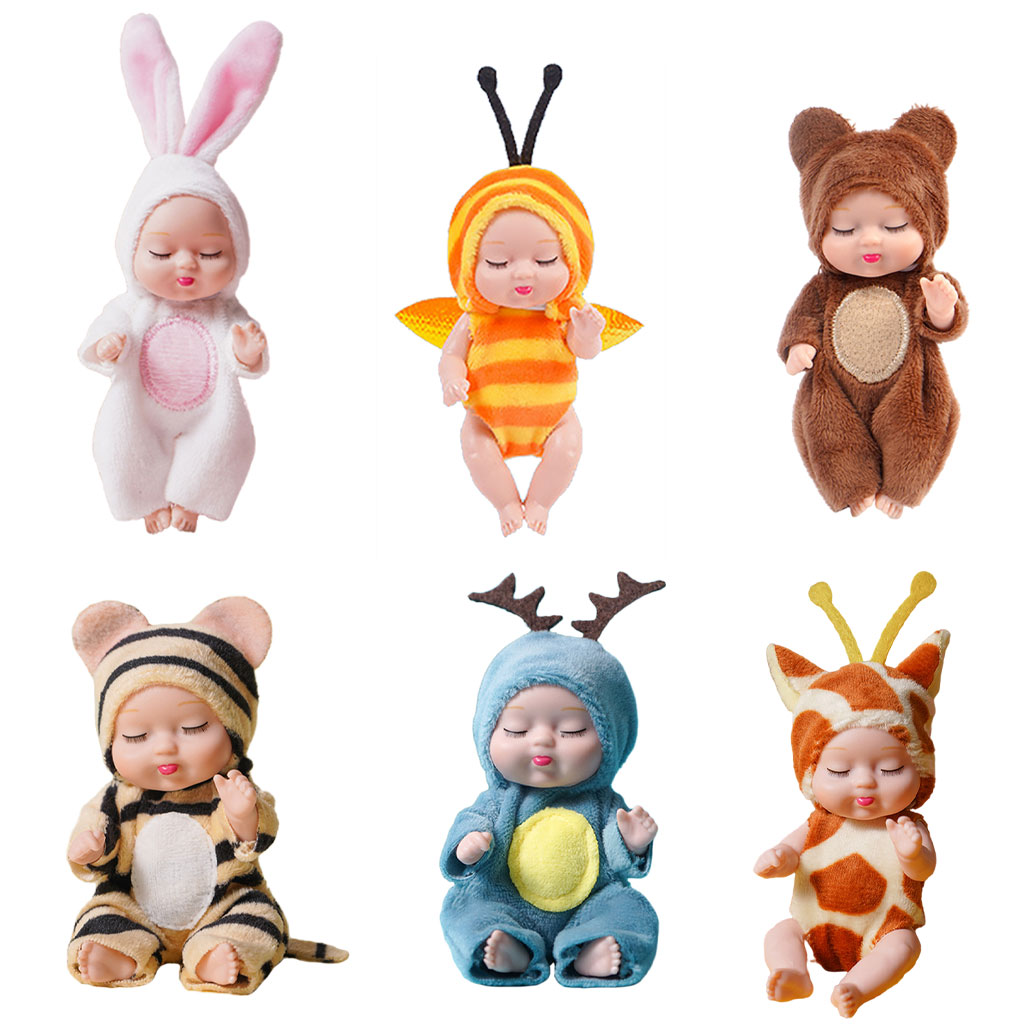 Cute Cartoon Sleeping Baby Doll Kawaii Doll Animal-shaped Keychain Accessories Car Phone Soft Toy Pendant Model Adornment Decor