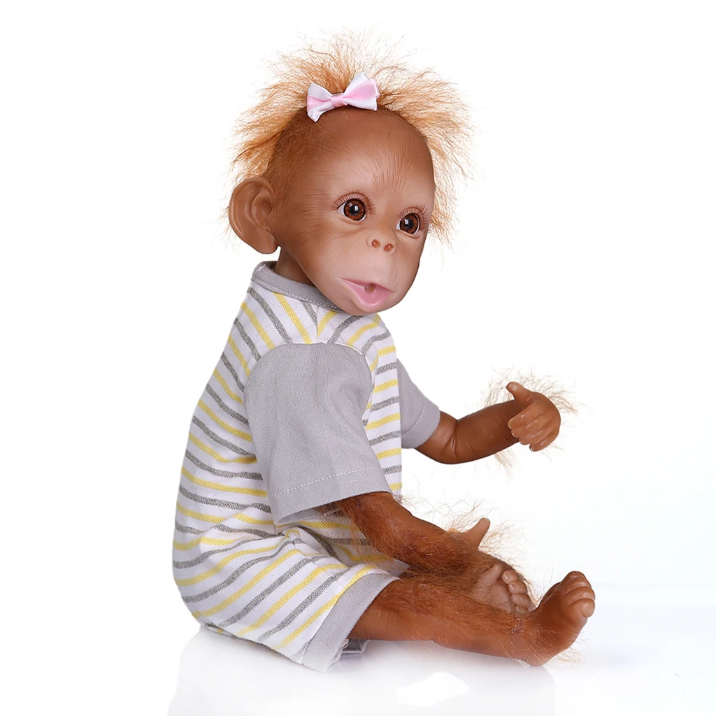 16' Vinyl Monkey Baby Doll Toy Cloth Body Lifelike Reborn Doll with T-shirt
