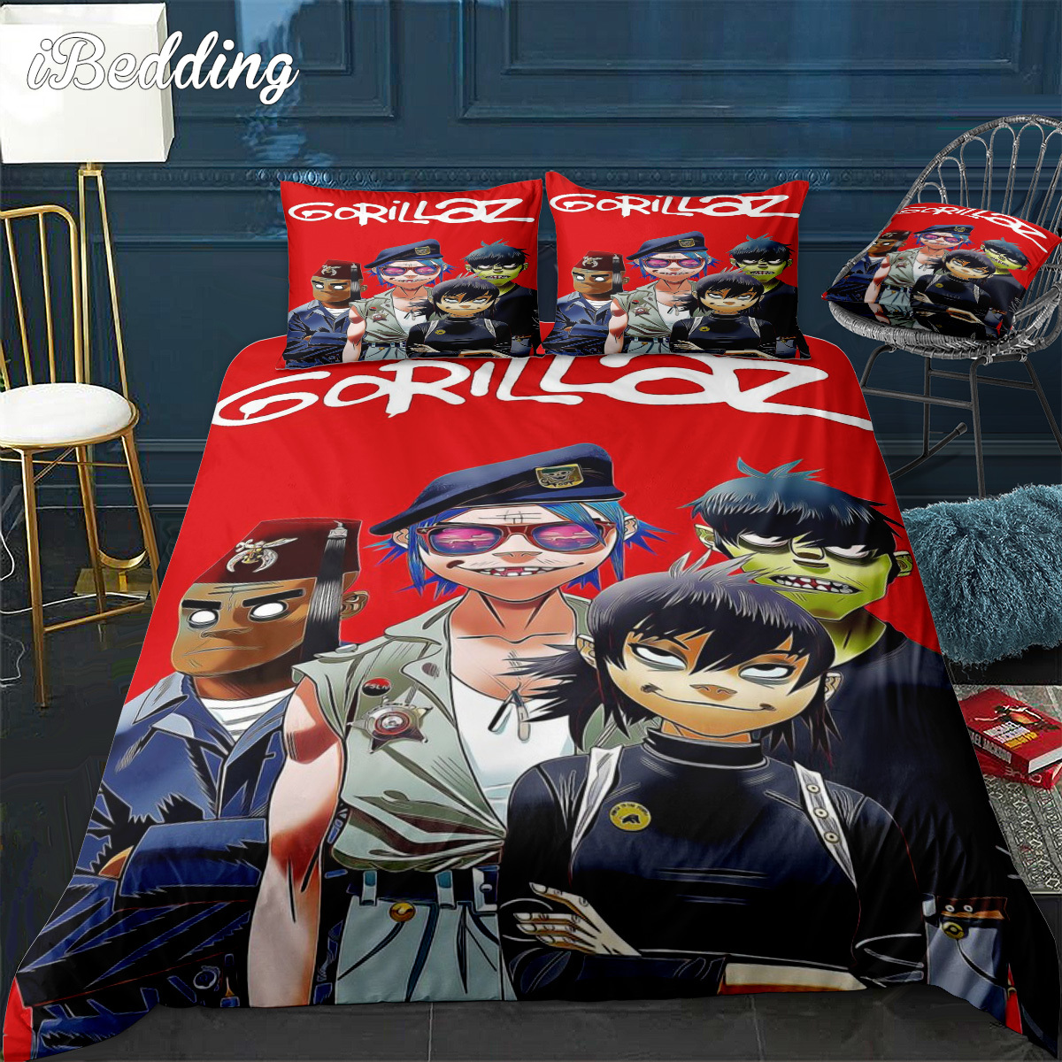 Комплект постельного белья Gorillaz с рисунком аниме пододеяльники двойная  кровать двойной размер постельное белье пододеяльник 2/3 шт. мультяшный  Детский Комплект постельного белья для дома | AliExpress