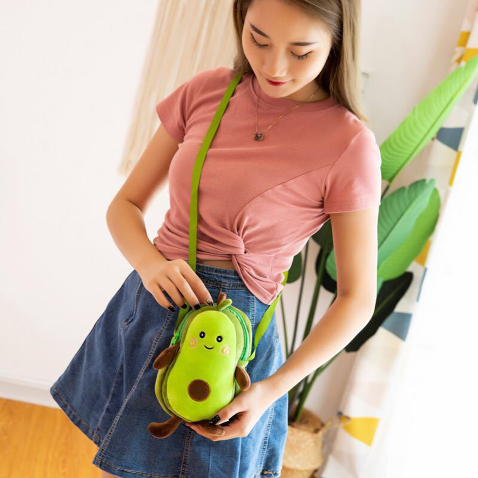 Girls Avocado Shape Shoulder Messenger Bag Tote Messenger Satchel
