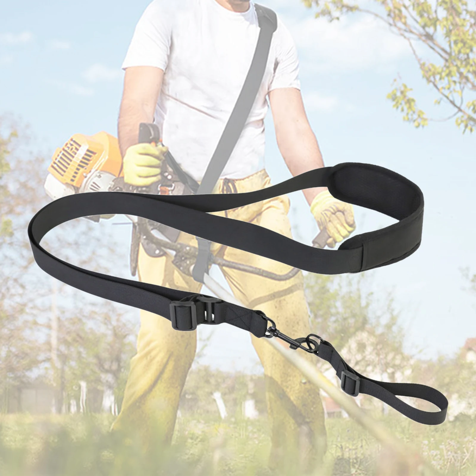 1Pc Black Strimmer Shoulder Harness Strap Lawn Mower Cutter Carry with Hook Trimmer Straps Universal