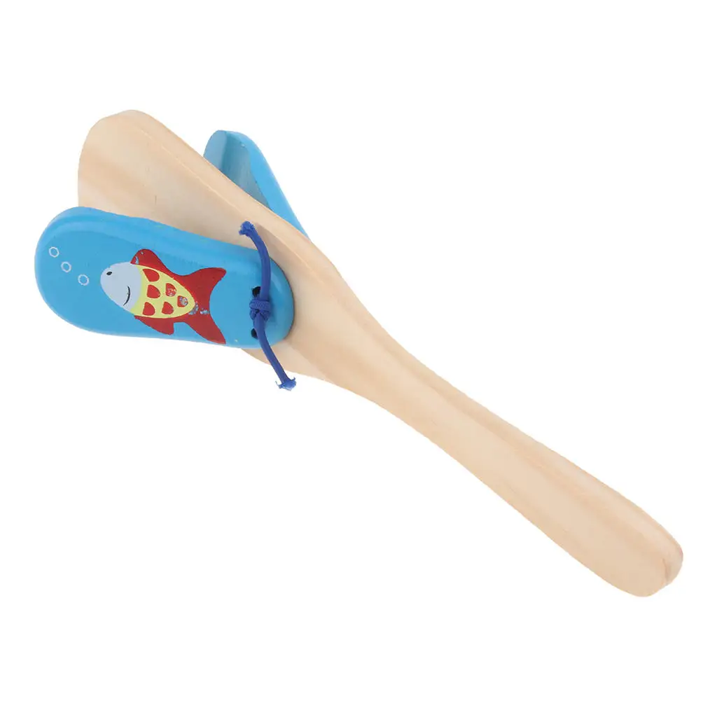 Wooden Long Handle Castanet/Clapper/Clacker Orff Instruments Teaching Aids Toys Kids Early Music Learning