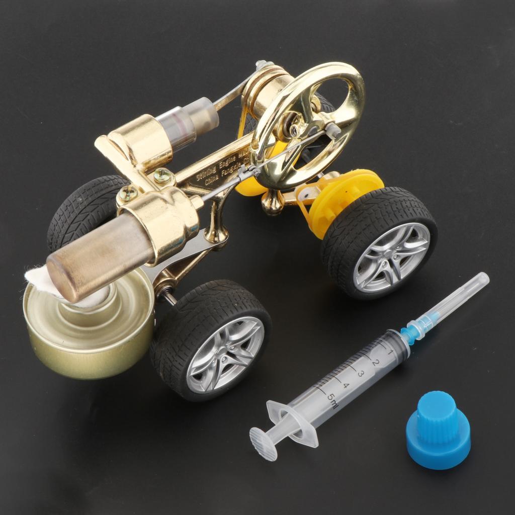 Retro Metal Stirling Car Engine Motor Kit Making Steam Educational Toy Props