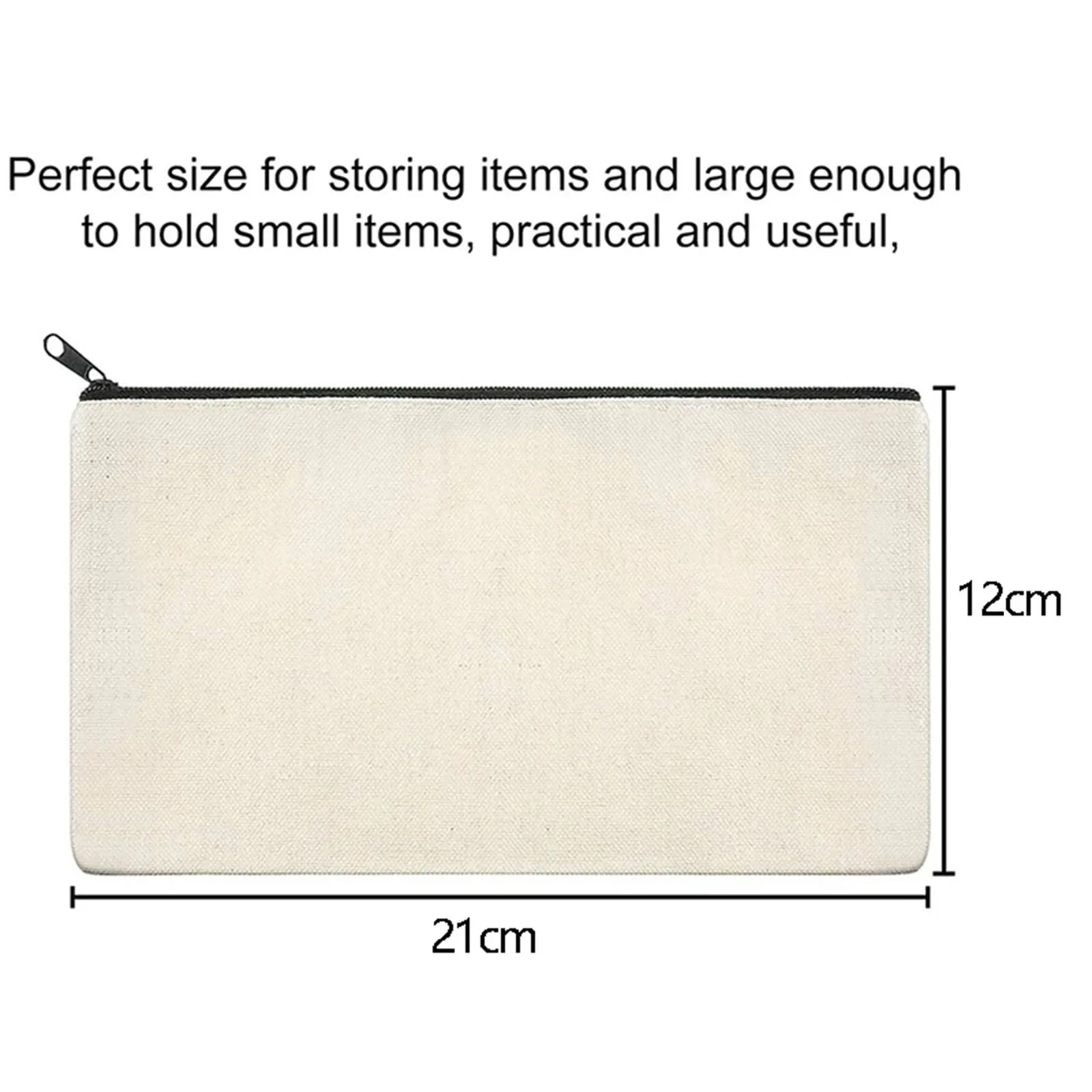 10x Blank DIY Craft Bag Canvas Pen Case Blank Makeup Bags Canvas Pencil Bag Canvas Bags With Zipper Diy Bag Project Bags