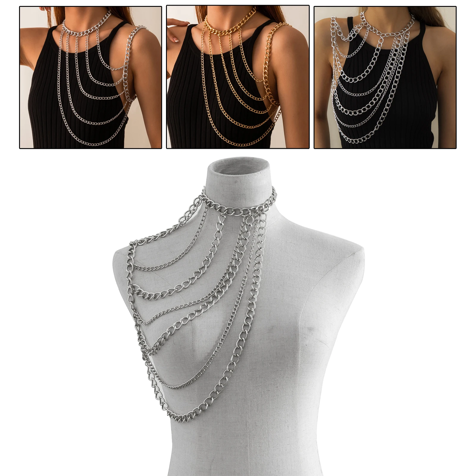 Sexy Body Chain One Shoulder Jewelry Chain Costume Necklaces for Women Girls