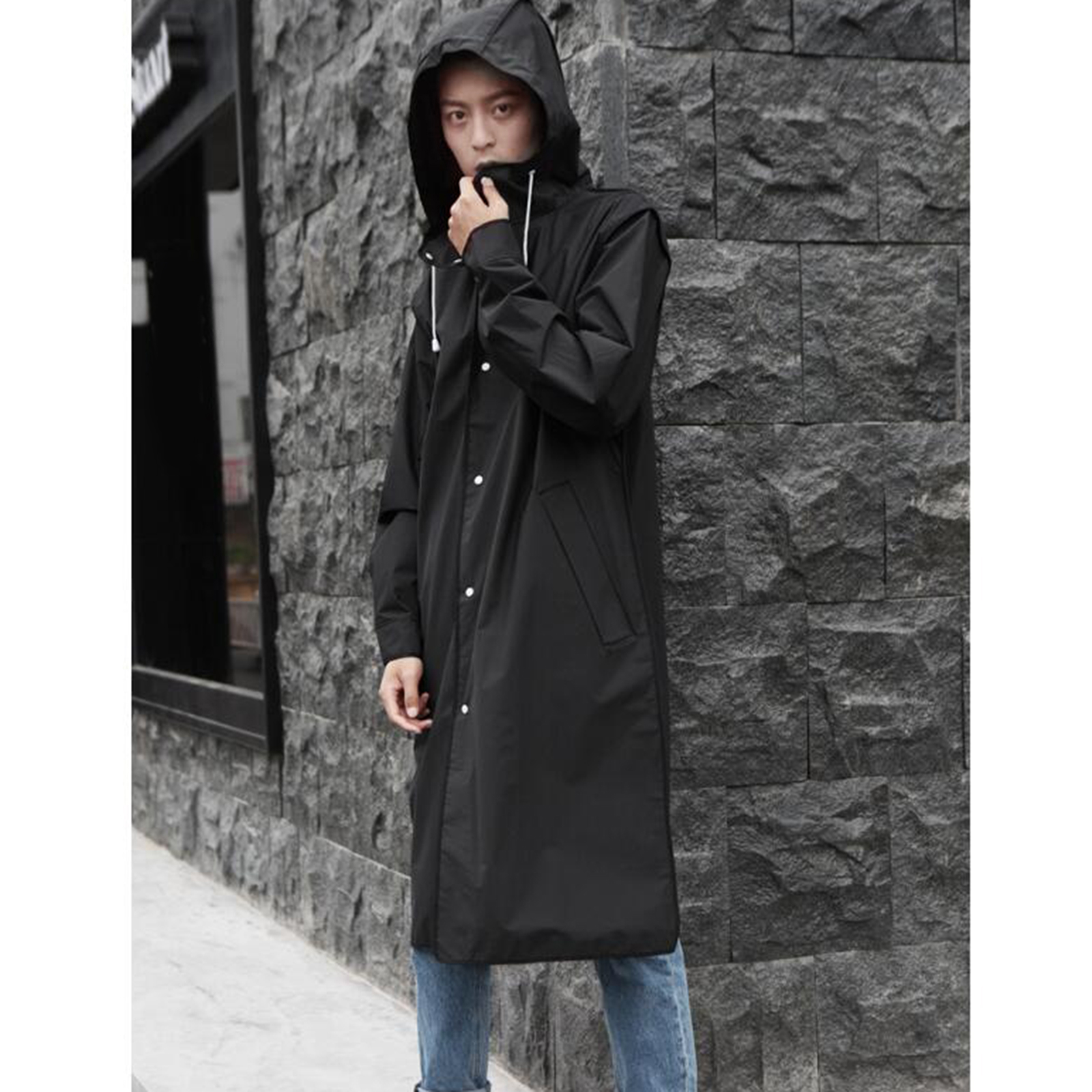 Unisex Raincoat Reusable Rain Ponchos w/ Hoods Portable EVA Rain Coats Jacket Poncho Outdoor Cycling Hiking Junior Rainwear