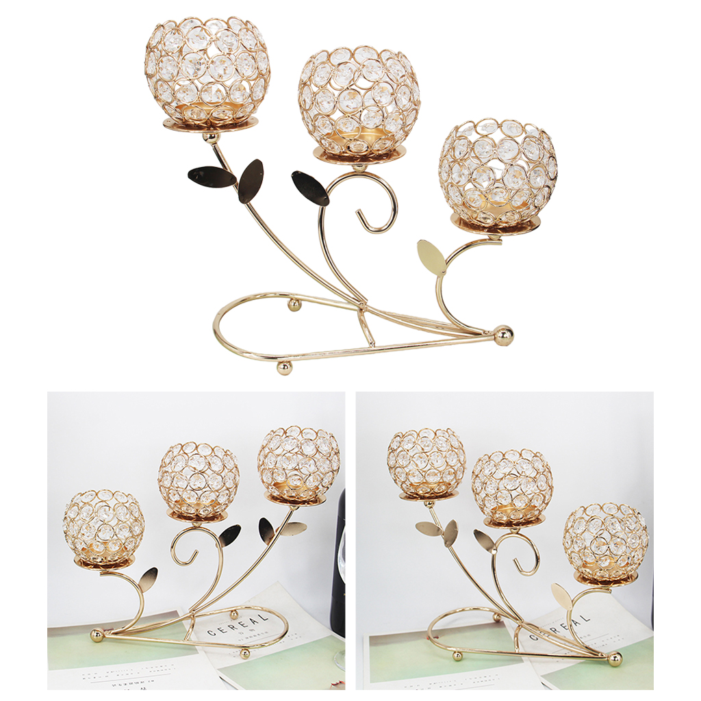 Candle Holder 3-Arm Candelabra Desktop Centerpiece Cabinet Home Decoration