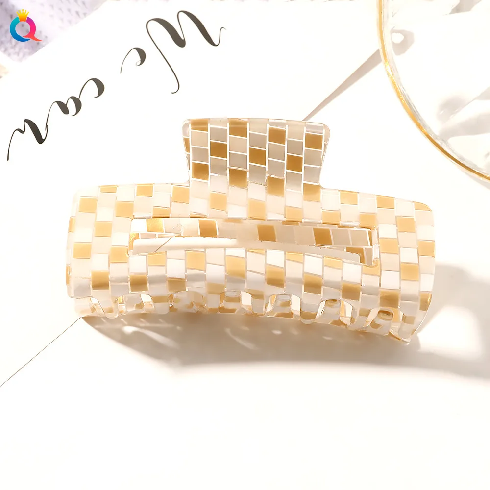 flower hair clips Fashion Acetate Hair Claws Big Size Square Hair Clip Claw Crabs Zebra Pattern Hair Clamps for Women Girls Hair Accessories hair accessories for brides