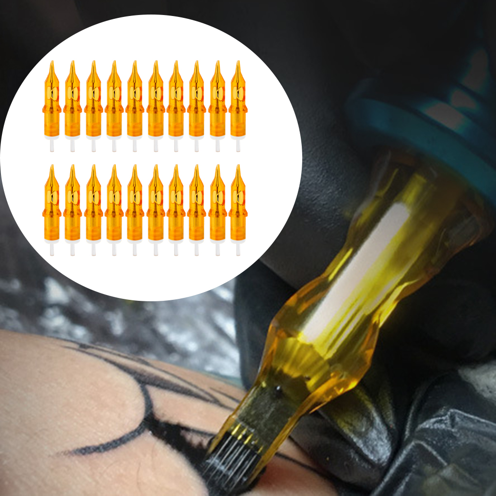 20 X Tattoo Cartridge Needles Tattoo Tips Tattoo Needle Round Flat for Tattooing Permanent Makeup Professional
