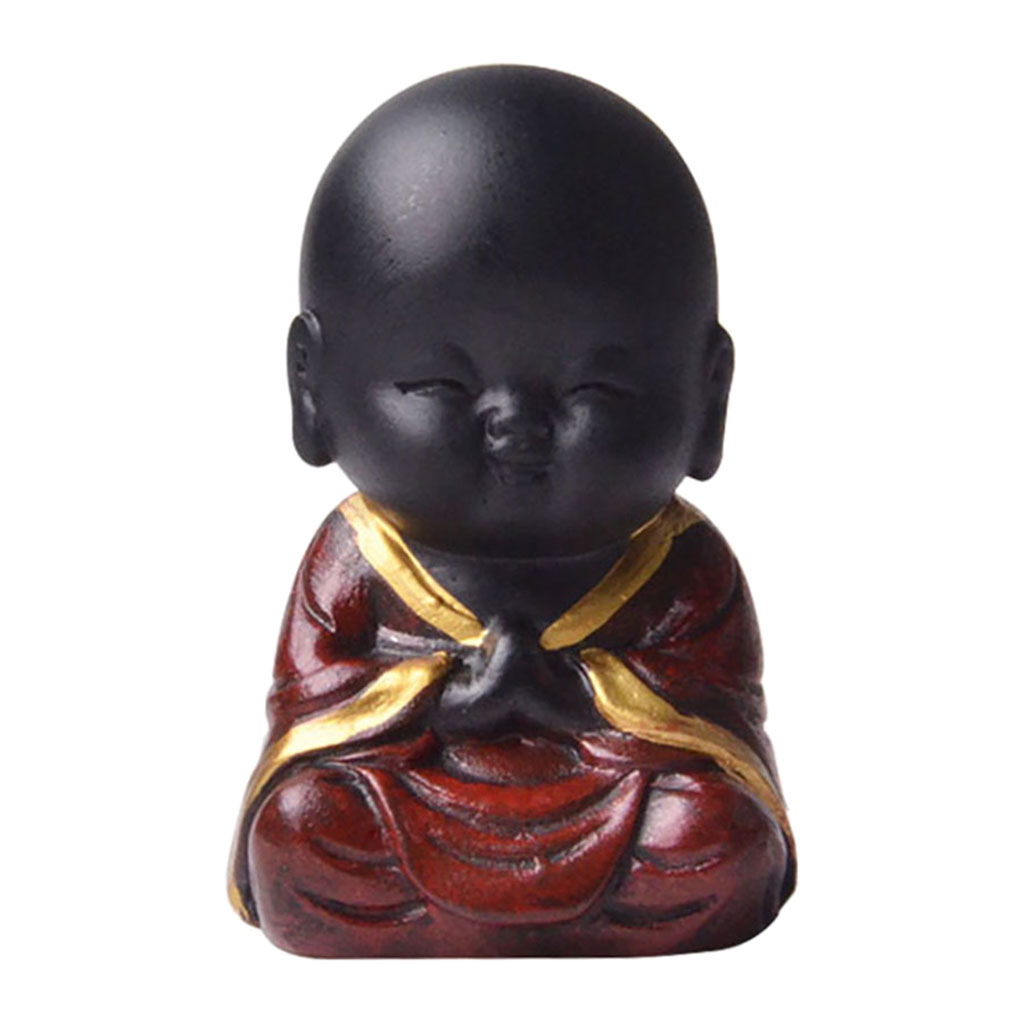 Seated Baby Monk Figurines Little Buddha Statue Resin Crafts for Home Office