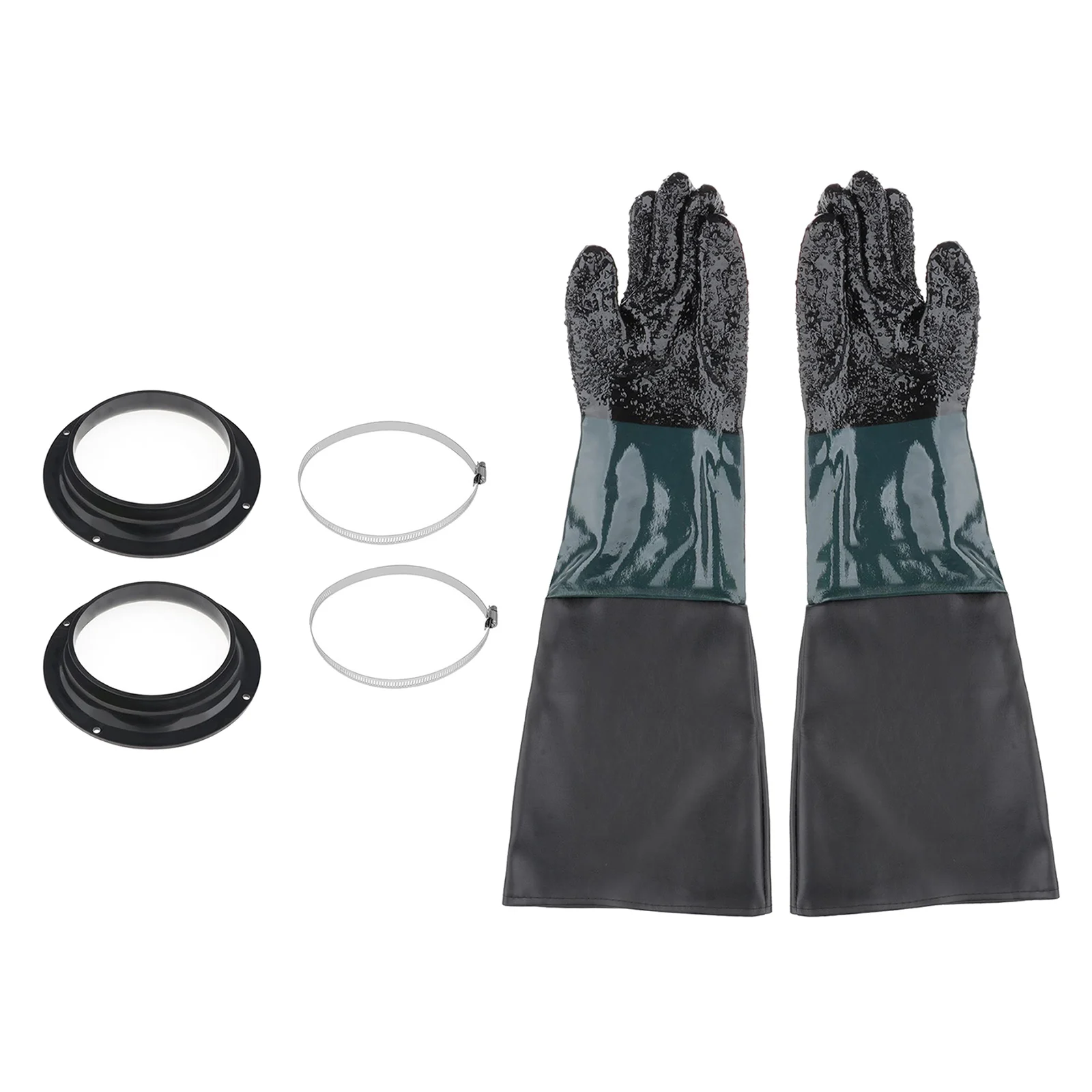 Details about   1 Pair of Heavy Duty Sandblast Gloves 2 Glove Holders & 2 Clamps for Sand 